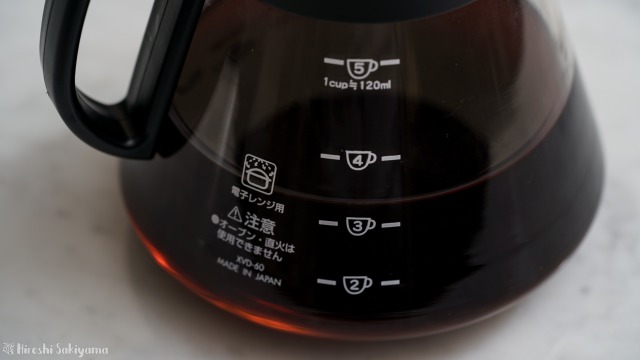 HARIO V60 レンジサーバー 600ml XVD-60Bの120ml準拠のカップ数目盛り